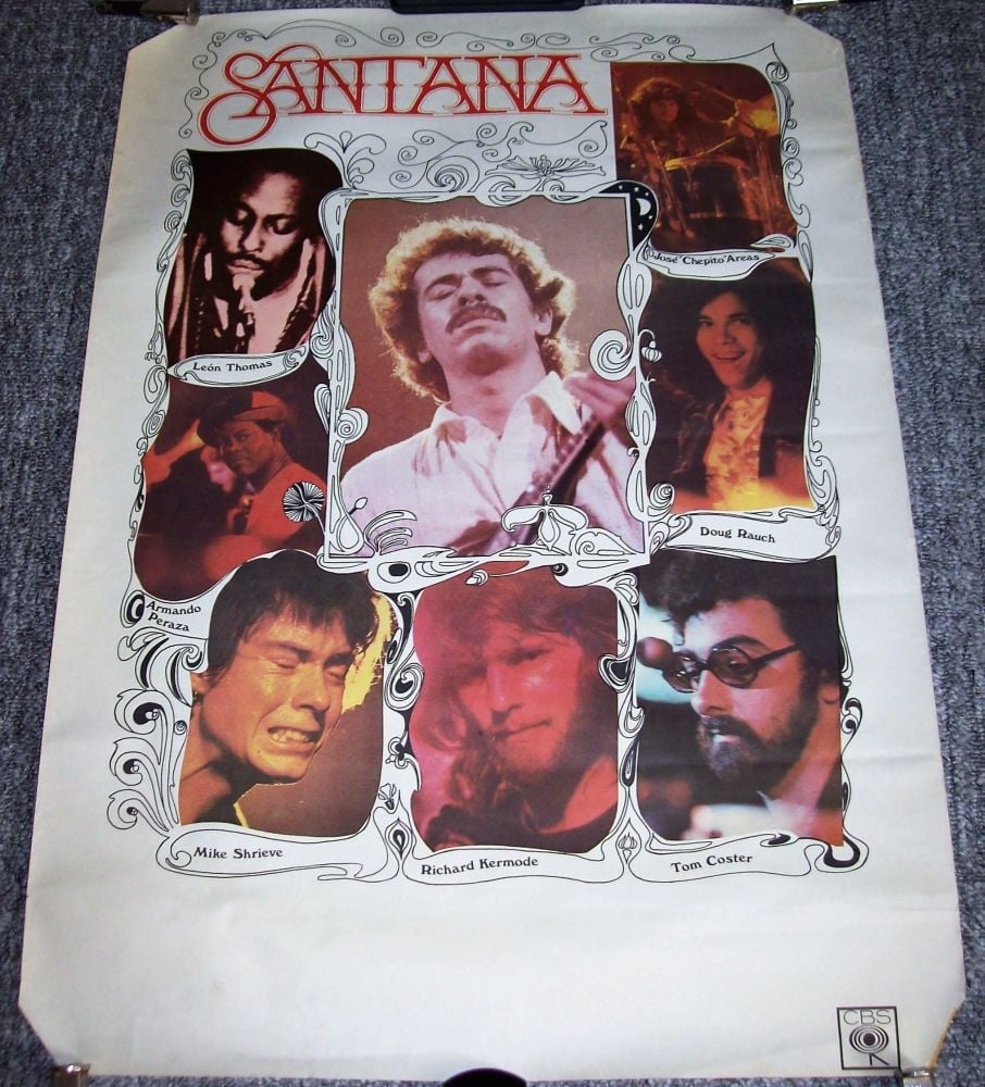 SANTANA ABSOLUTELY STUNNING AND RARE U.K. RECORD COMPANY PROMO POSTER FROM 