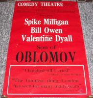 SPIKE MILLIGAN BILL OWEN THEATRE POSTER 'SON OF OBLOMOV' COMEDY THEATRE UK 1965