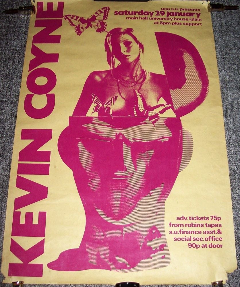 KEVIN COYNE STUNNING CONCERT POSTER SATURDAY 29th JANUARY 1972 U.E.A. ENGLA