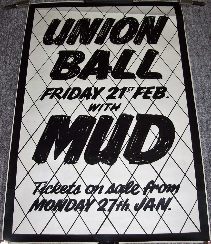 MUD REALLY FABULOUS CONCERT POSTER FOR FRIDAY 21st FEBRUARY 1975 UNION BALL