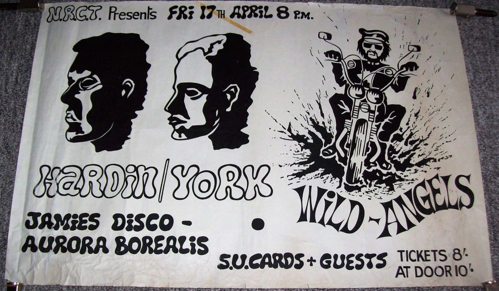 HARDIN&YORK WILD ANGELS CONCERT POSTER FRIDAY 17th APRIL 1970 ENGLISH UNIVE