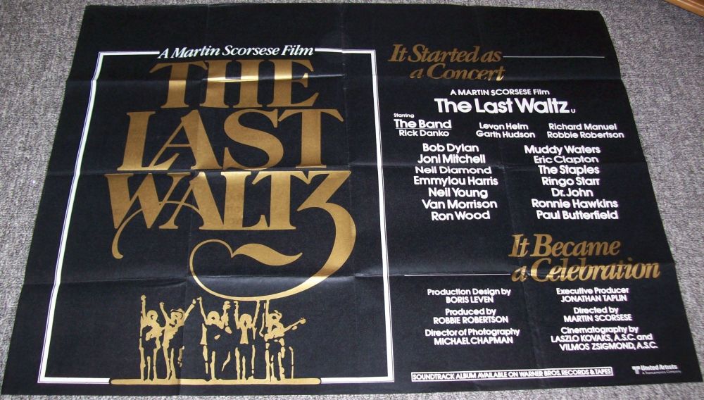 BOB DYLAN NEIL YOUNG ERIC CLAPTON U.K. CONCERT-FILM POSTER 'THE LAST WALTZ'