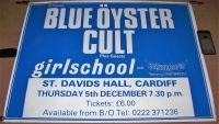 BLUE OYSTER CULT GIRLSCHOOL CONCERT POSTER THURSDAY 5th DECEMBER 1985 ST. DAVID'S HALL CARDIFF