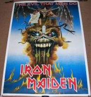 IRON MAIDEN U.K. RECORD COMPANY PROMO POSTER 'THE EVIL THAT MEN DO' SINGLE 1988 WITH BORDER