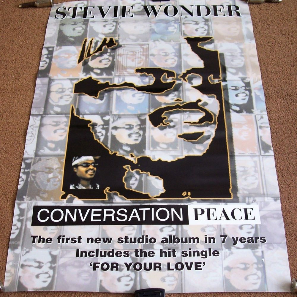 STEVIE WONDER U.K. RECORD COMPANY PROMO POSTER 'CONVERSATION PEACE' ALBUM 1
