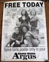 SPICE GIRLS REALLY SUPERB PROMO POSTER FOR THE SOUTH WALES ARGUS NEWSPAPER 1996