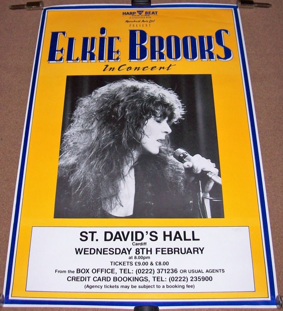 ELKIE BROOKS CONCERT POSTER WEDNESDAY 8th FEBRUARY 1989 ST. DAVID'S HALL CA
