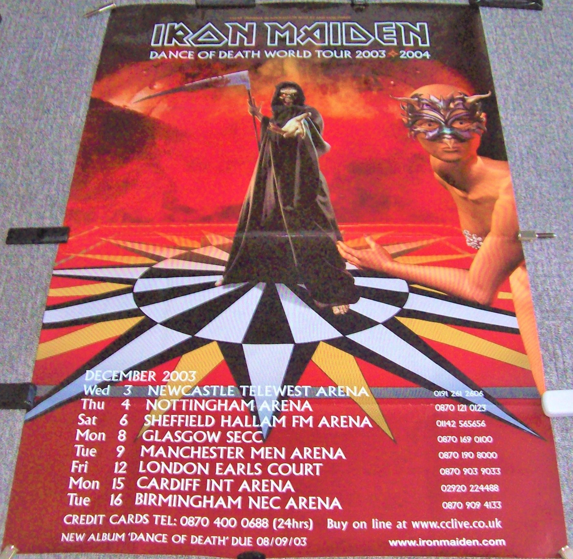 IRON MAIDEN 'DANCE OF DEATH' WORLD TOUR POSTER 2003-2004 U.K. CONCERTS DECE