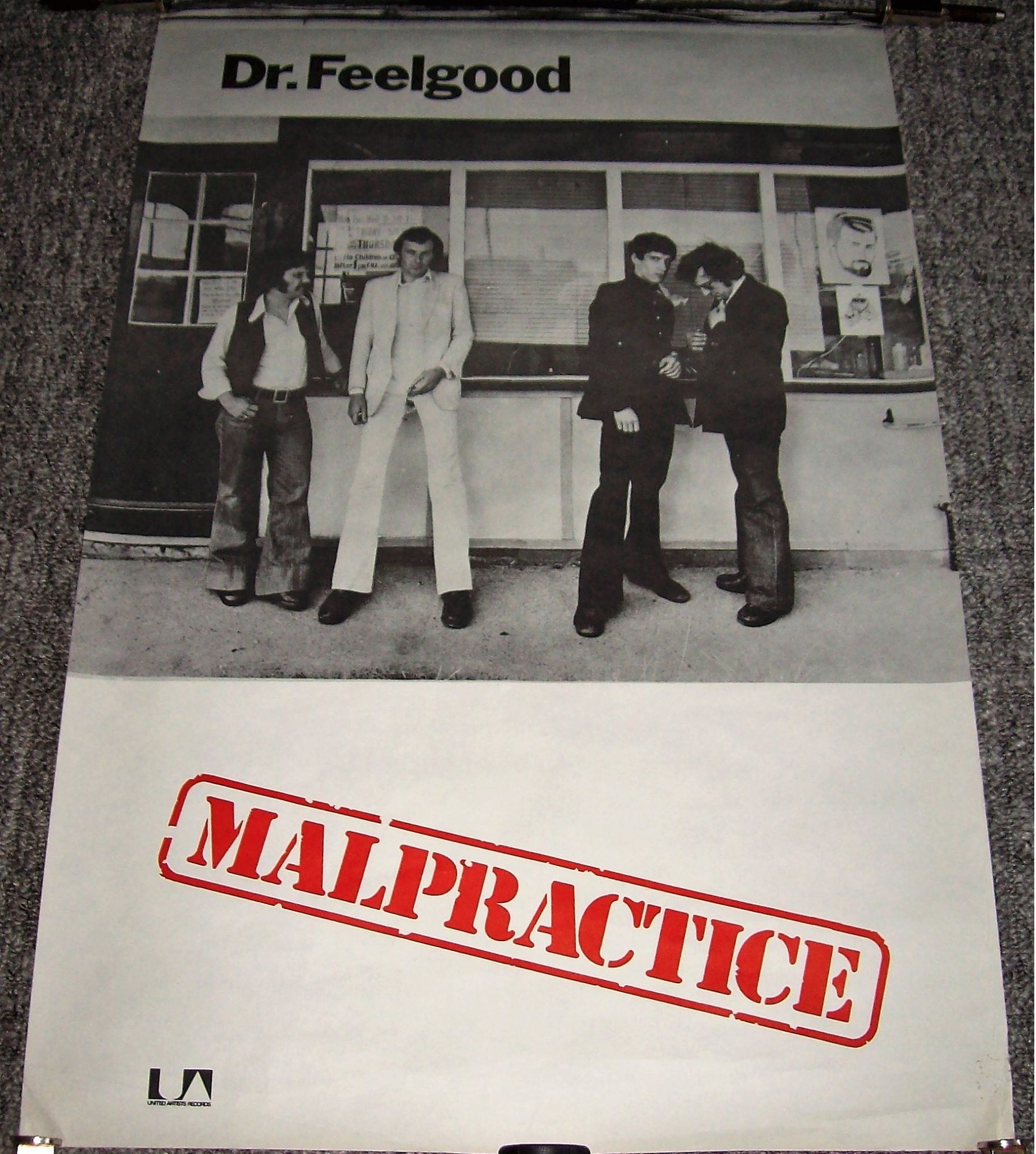 DR. FEELGOOD U.K. RECORD COMPANY PROMO POSTER 'MALPRACTICE' ALBUM 1975