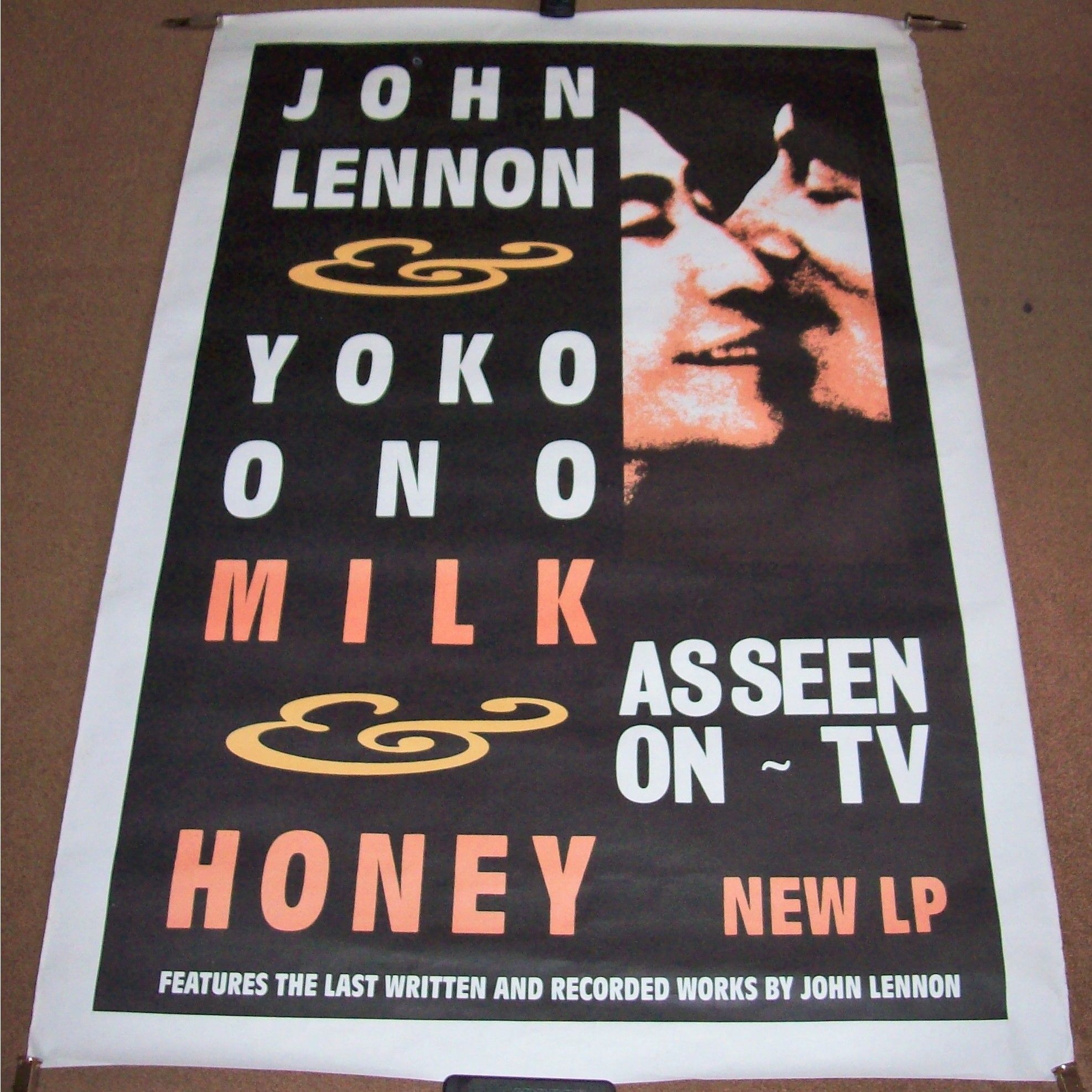 THE BEATLES JOHN LENNON U.K. RECORD COMPANY PROMO POSTER 'MILK AND HONEY' A