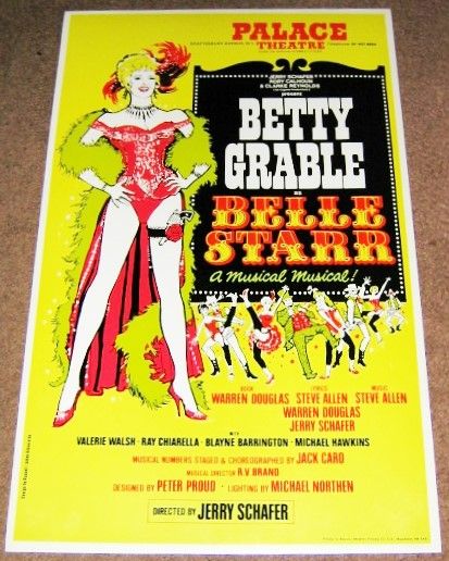 BELLE STAR BETTY GRABLE POSTER PALACE THEATRE LONDON 1969