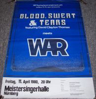 BLOOD SWEAT AND TEARS WAR STUNNING RARE 11th APRIL 1980 GERMAN CONCERT POSTER