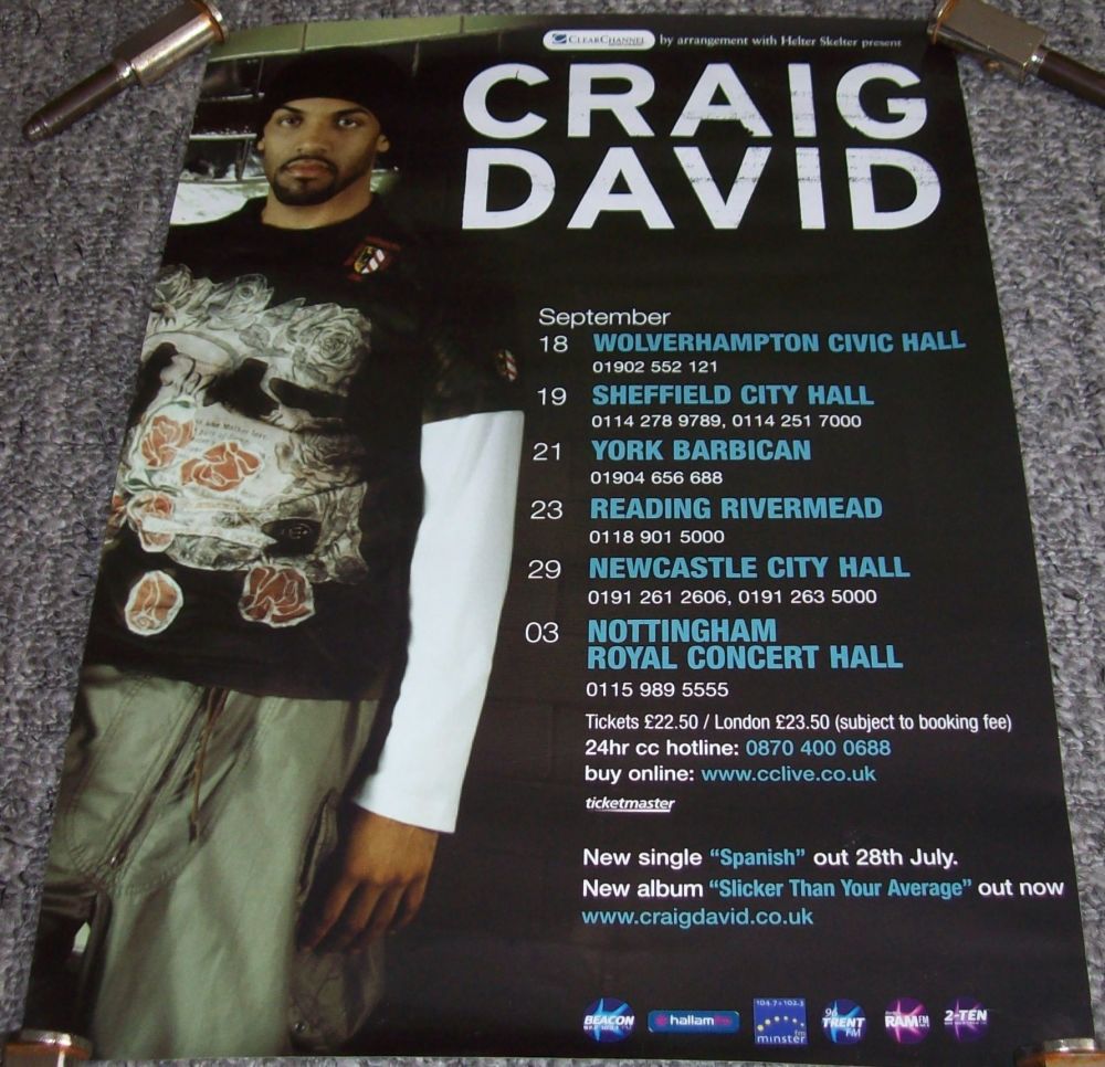 CRAIG DAVID SEPTEMBER 2003 U.K. TOUR POSTER LARGE VERSION