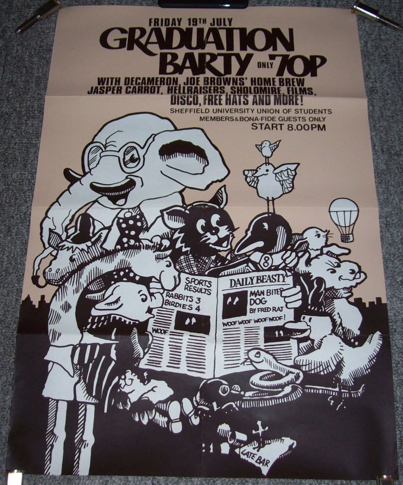 DECAMERON CARROT BROWN FOLK CONCERT POSTER FRIDAY 19th JULY 1974 SHEFFEILD 