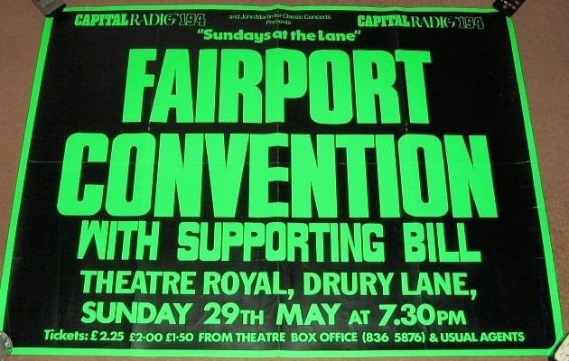 FAIRPORT CONVENTION STUNNING RARE CONCERT POSTER SUNDAY 29th MAY 1977 LONDO