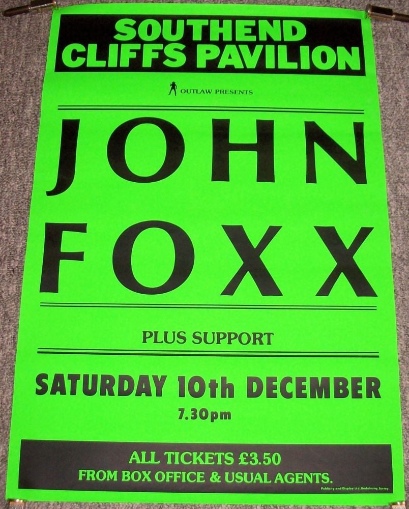 JOHN FOXX ULTRAVOX RARE CONCERT POSTER SAT 10th DEC 1983 SOUTHEND PAVILION 