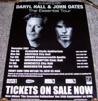 HALL AND OATES 'THE ESSENTIAL TOUR' TICKETS ON SALE NOW UK POSTER NOVEMBER 2001 