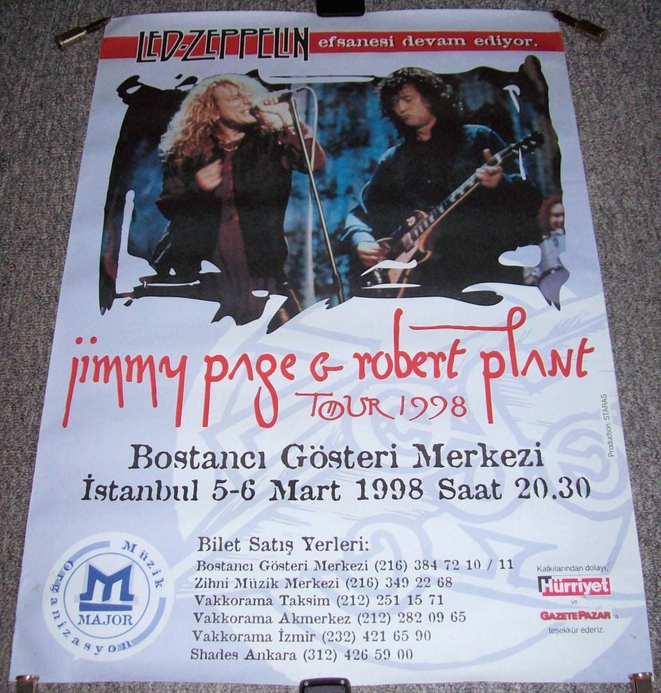 LED ZEPPELIN PAGE & PLANT STUNNING CONCERT POSTER 5-6 MARCH 1998 ISTANBUL T