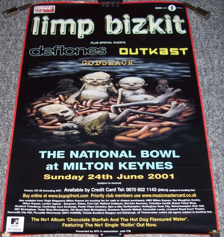 LIMP BISKIT DEFTONES OUTKAST GODSMACK CONCERT POSTER MILTON KEYNES SUNDAY 2