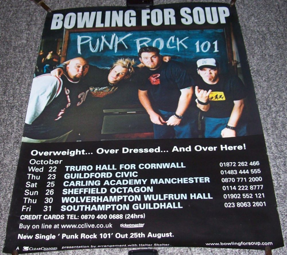 BOWLING FOR SOUP SUPERB POSTER FOR THE TOUR OF THE U.K. IN OCTOBER 2003