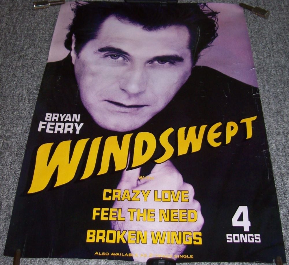 ROXY MUSIC BRYAN FERRY U.K. REC COM PROMO POSTER 'WINDSWEPT' 4-TRACK SINGLE