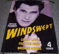 ROXY MUSIC BRYAN FERRY U.K. REC COM PROMO POSTER 'WINDSWEPT' 4-TRACK SINGLE 1985