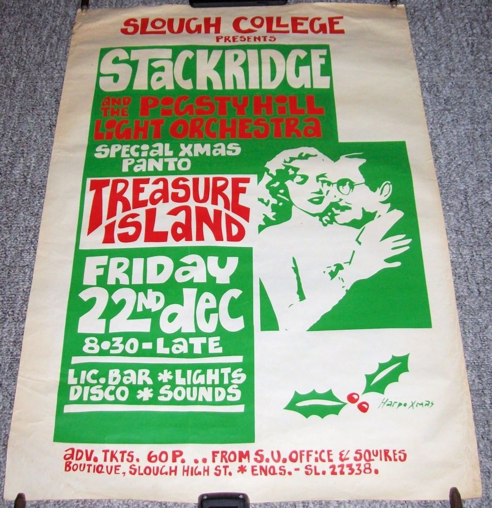 STACKRIDGE SUPERB CONCERT POSTER FRIDAY 22nd DECEMBER 1972 AT SLOUGH COLLEG