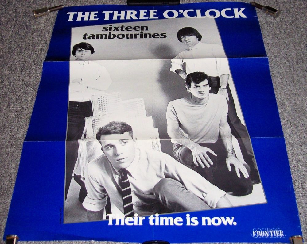 THE THREE O’CLOCK RARE UK REC COM PROMO POSTER ‘SIXTEEN TAMBOURINES’ ALBUM 