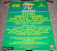 THE POLICE STING CHRISTIE MOORE THIN LIZZY CLANNAD THE CHIEFTAINS GILBERT O' SULLIVAN MARY BLACK LLOYD COLE SATURDAY 8th JUNE 1996 FLEADH FESTIVAL POS