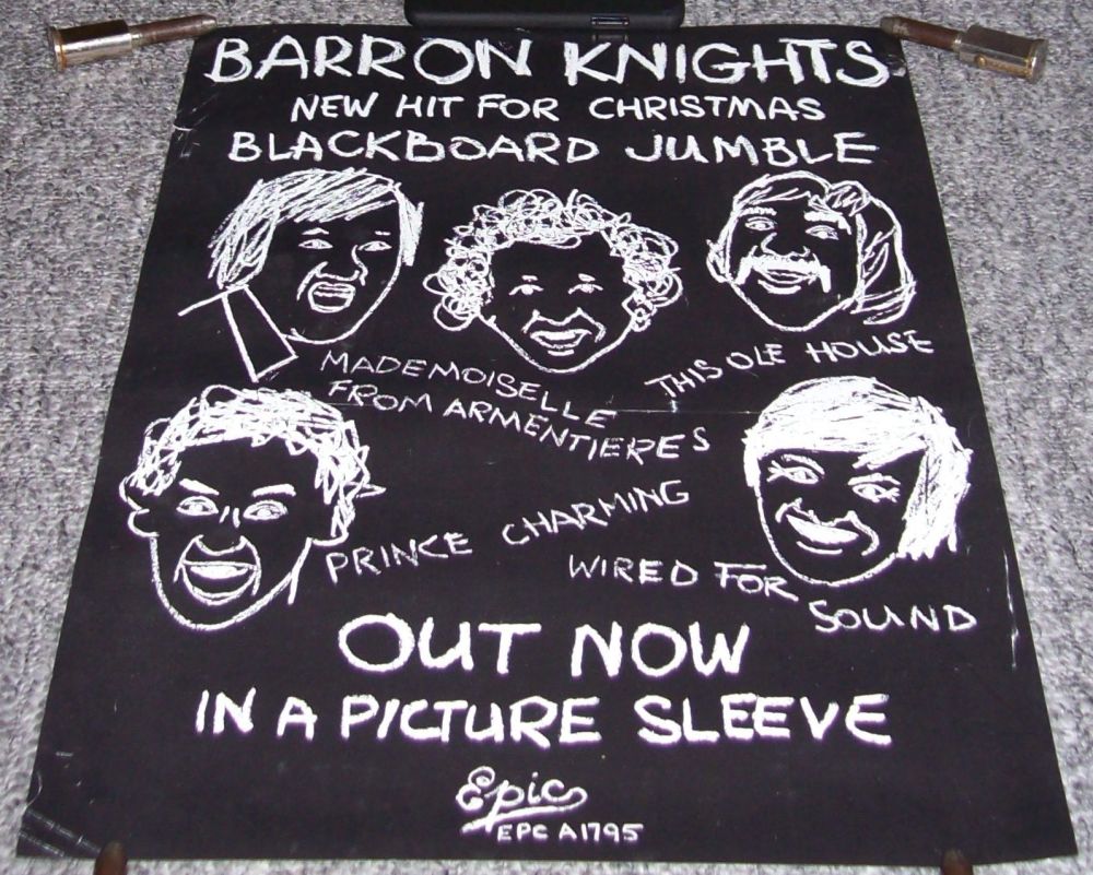 THE BARRON KNIGHTS RECORD COMPANY PROMO POSTER 'BLACKBOARD JUMBLE' SINGLE 1