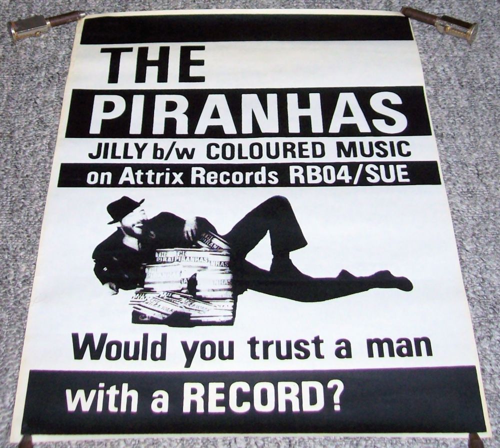 THE PIRANHAS STUNNING RARE U.K. RECORD COMPANY PROMO POSTER 'JILLY' SINGLE 