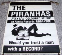 THE PIRANHAS STUNNING RARE U.K. RECORD COMPANY PROMO POSTER 'JILLY' SINGLE 1979