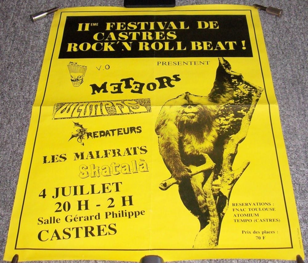 THE METEORS WAMPAS LES MALFRATS SKATALA FESTIVAL POSTER 4th JULY 1987 IN FR