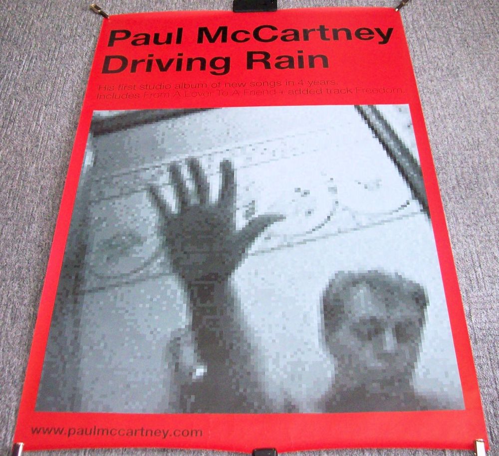 THE BEATLES PAUL McCARTNEY U.K. REC COM PROMO POSTER 'DRIVING RAIN' ALBUM 2