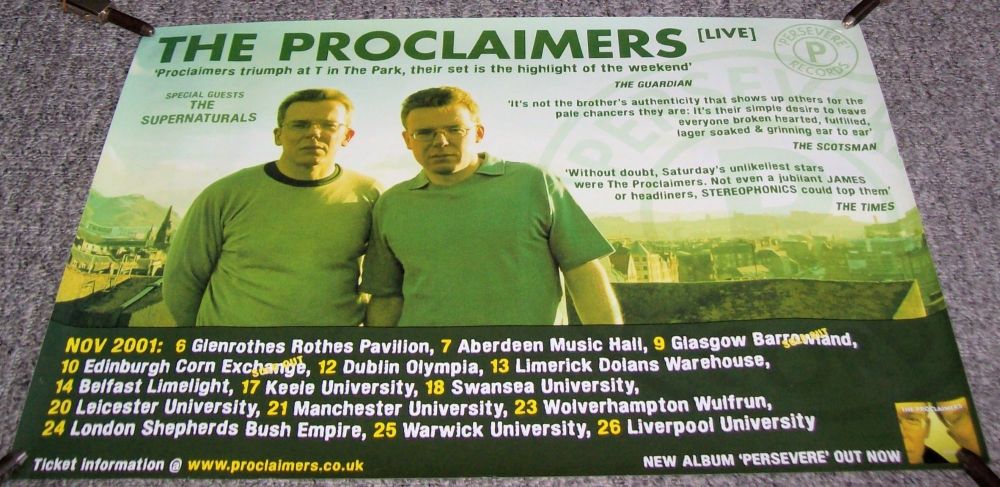 THE PROCLAIMERS SUPERNATURALS SUPERB FULL DATES CONCERTS U.K. TOUR POSTER 2