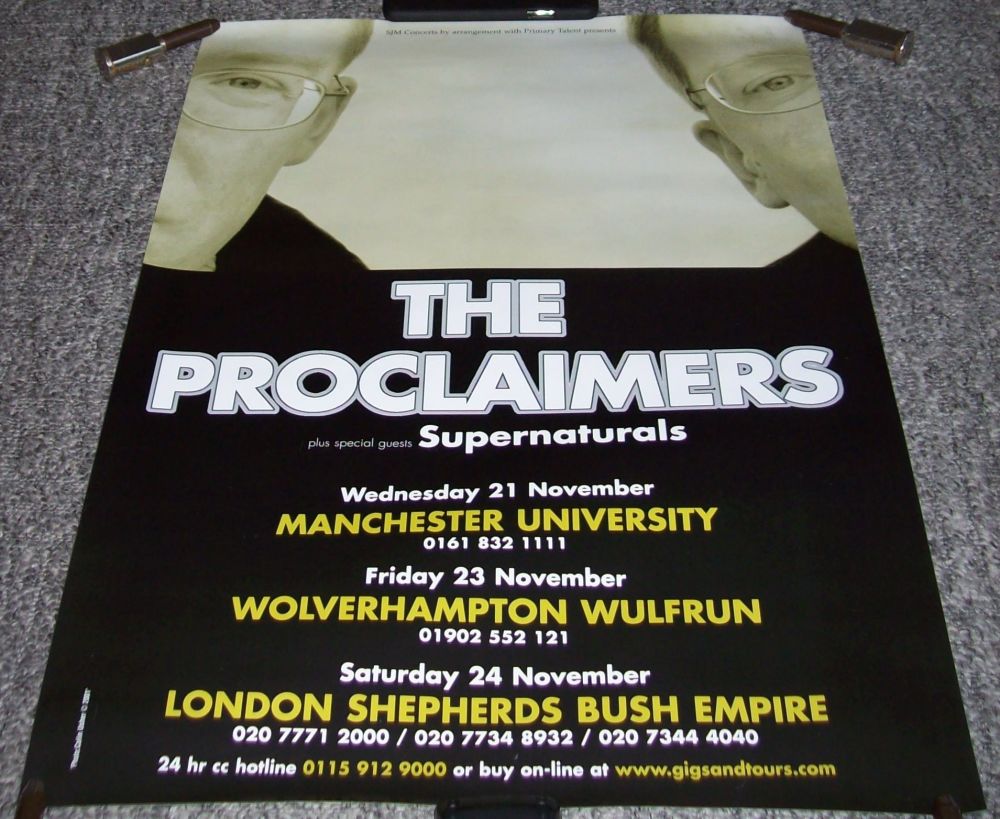THE PROCLAIMERS SUPERNATURALS SUPERB RARE 3 X CONCERTS U.K. TOUR POSTER 200