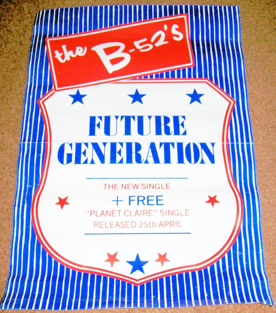 THE B-52'S RARE U.K. RECORD COMPANY PROMO POSTER 