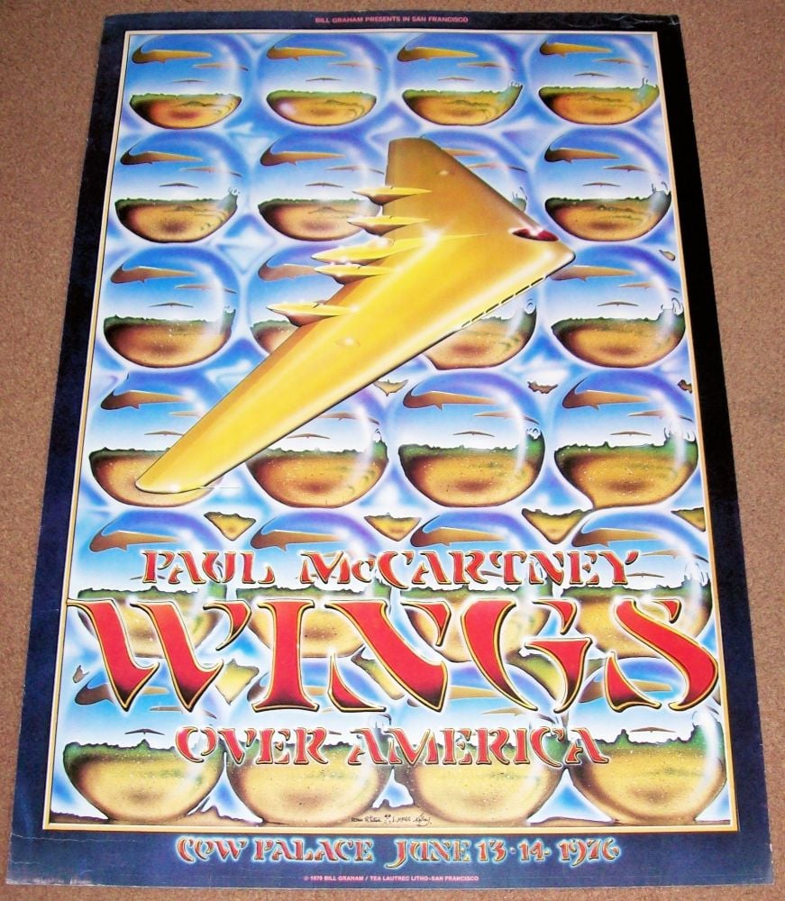 THE BEATLES 'WINGS OVER AMERICA' CONCERTS POSTER JUNE 13th&14th 1976 COW PA