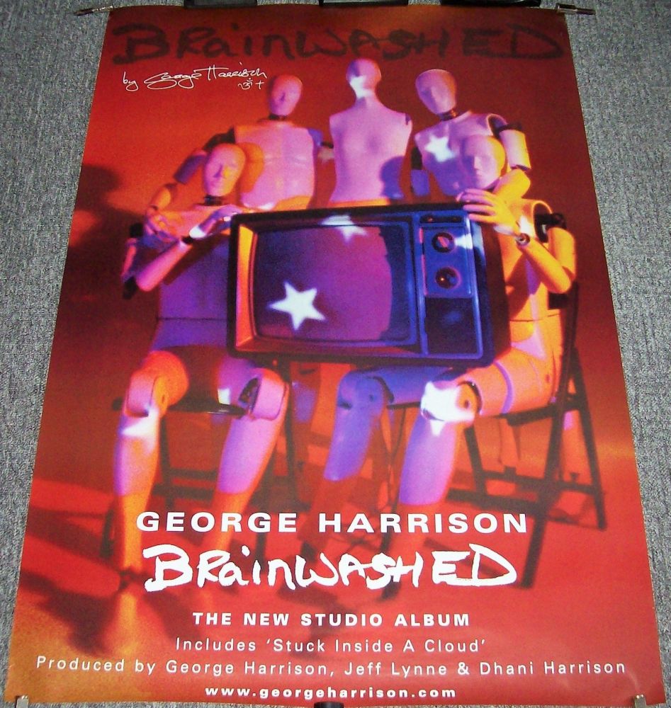 THE BEATLES GEORGE HARRISON U.K. REC COM PROMO POSTER 'BRAINWASHED' ALBUM 2