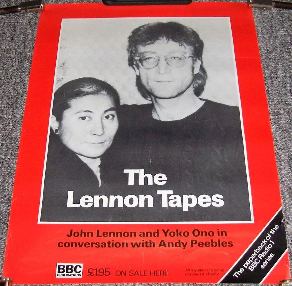 THE BEATLES JOHN LENNON SUPERB U.K. PROMO POSTER 'THE LENNON TAPES' BOOK 19
