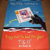THE BEATLES PAUL & LINDA McCARTNEY SUZY & RED STRIPES 'SEASIDE WOMAN' POSTER 86'
