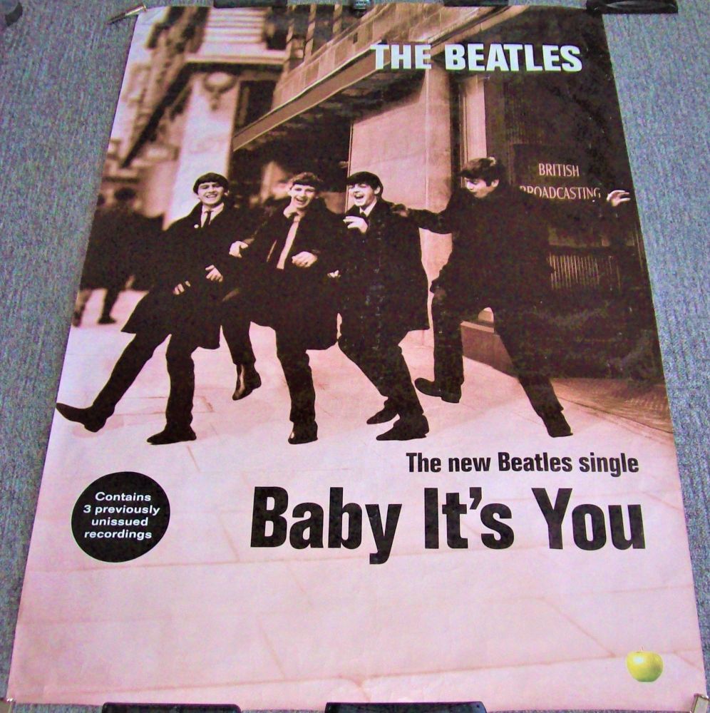 THE BEATLES SUPERB U.K. RECORD COMPANY PROMO POSTER 'BABY IT'S YOU' SINGLE 