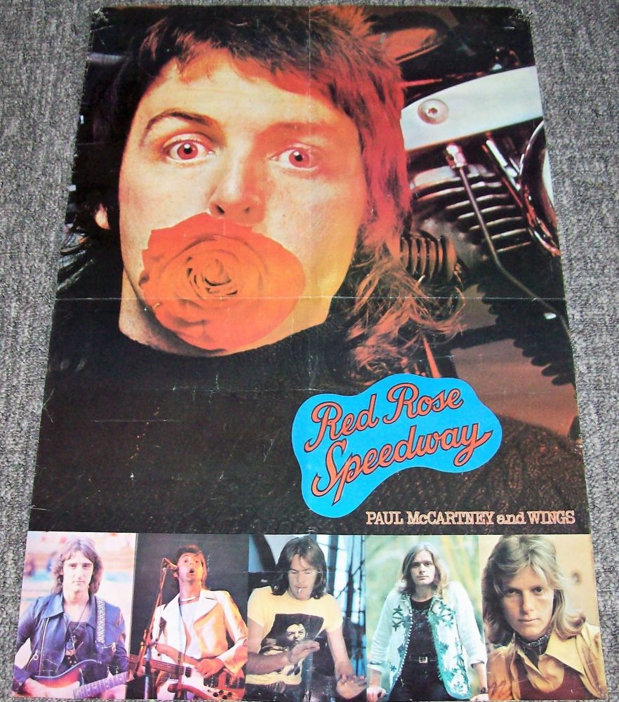 THE BEATLES WINGS RARE UK REC COM PROMO POSTER 'RED ROSE SPEEDWAY' ALBUM 19