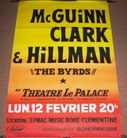 THE BYRDS McGUINN CLARK HILLMAN SUPERB CONCERT POSTER PARIS MONDAY 12th FEB 1979