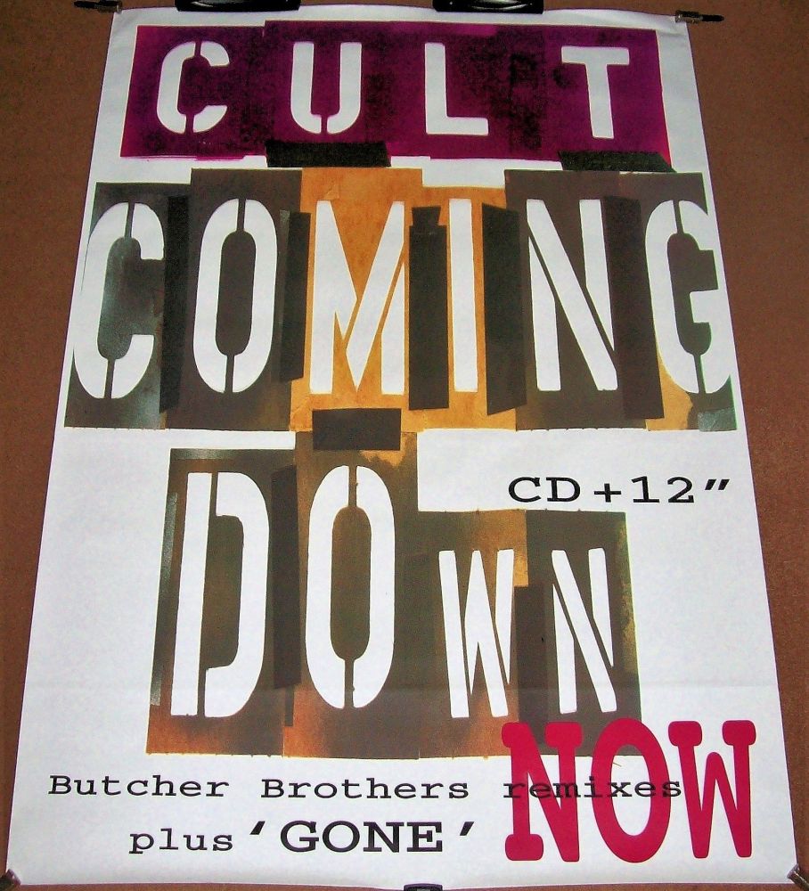 THE CULT SUPERB LARGE U.K. RECORD COMPANY PROMO POSTER 'COMING DOWN' SINGLE