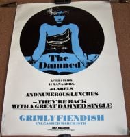 THE DAMNED SUPERB U.K. RECORD COMPANY PROMO POSTER 'GRIMLY FIENDISH' SINGLE 1985