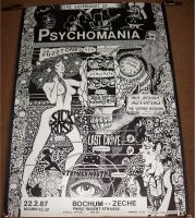 THE FUZZTONES THE STINGRAYS 'PSYCHOMANIA' CONCERT POSTER FEB 2nd 1987 IN GERMANY