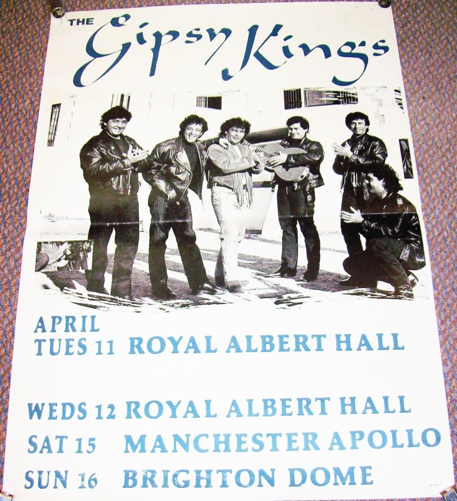 THE GYPSY KINGS STUNNING RARE U.K. CONCERTS TOUR PROMO POSTER APRIL 1987