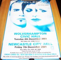 THE HUMAN LEAGUE SUPERB WOLVERHAMPTON & NEWCASTLE DECEMBER 2001 CONCERTS POSTER