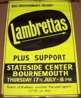 THE LAMBRETTAS STUNNING CONCERT POSTER THURSDAY 17th JULY 1980 BOURNEMOUTH U.K.